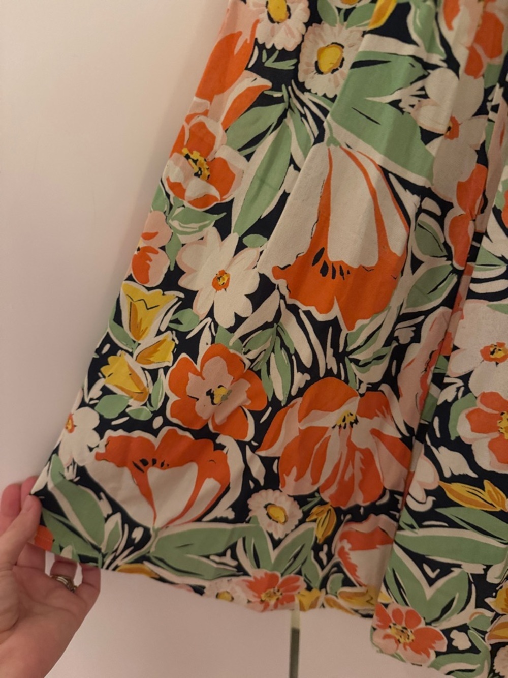 Patrons of Peace Malibu Floral Dress Orange Green Tie Shoulder Boho Mini EUC - Picture 7 of 7